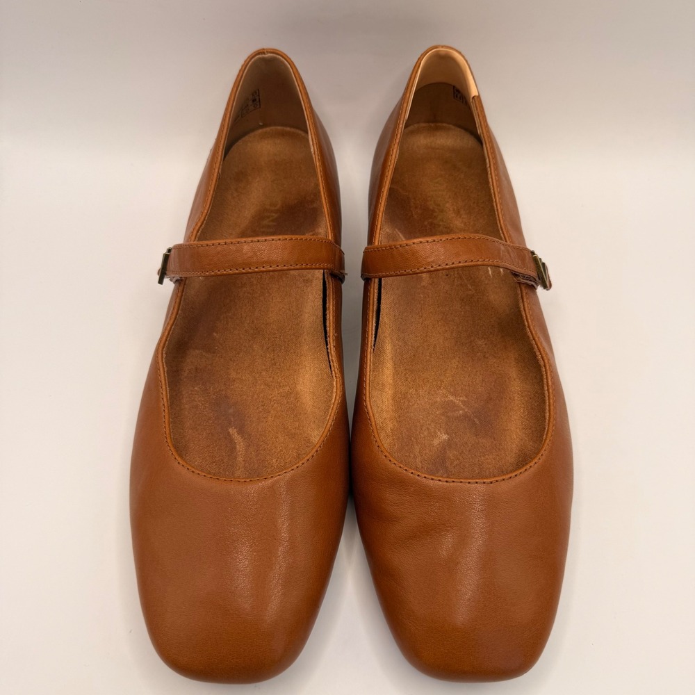 Vionic Alameda Mary Jane Flats Brown Leather Square Toe Strap Shoes Size 8.5 - Picture 4 of 7
